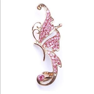 New pink studded butterfly ear cuff